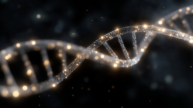 DNA structure abstract background with glowing helix