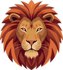Obraz premium Lion head vector illustration with brown and orange mane wildlife design 