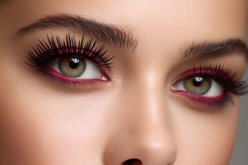 Obraz premium Close up of woman's eyes showing perfect makeup and long lashes