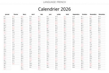 Simple 2026 french planner with minimalist design France