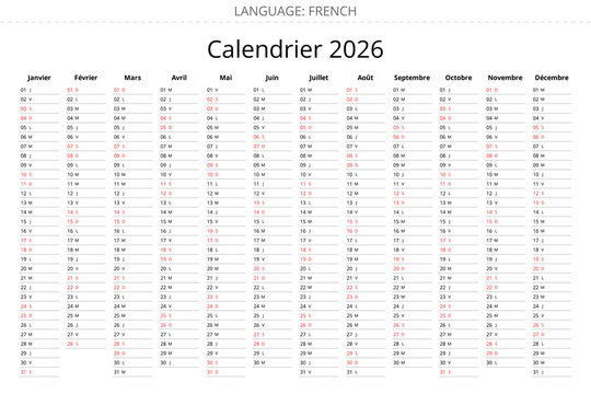 Simple 2026 french planner with minimalist design France