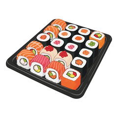 Sushi Platter: Assorted Rolls on Black Tray