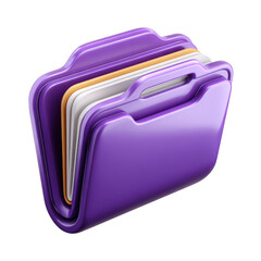 3d render of purple file folders isolated on transparent background