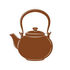 Brown Teapot Vector Illustration - Minimalist Kitchenware