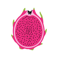 Dragon Fruit Slice: Vibrant Tropical Fruit Illustration
