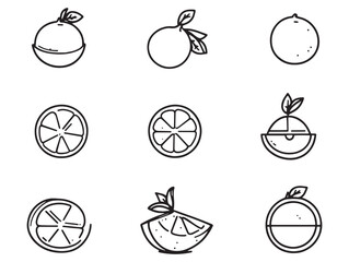 Minimalist Orange Sorbet Dessert Vector Drawing 