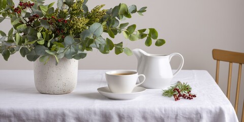 A white plastic tablecloth mockup banner