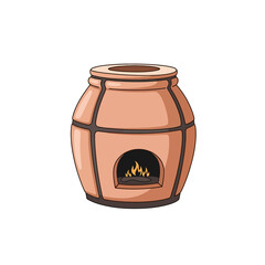 Clay Oven Illustration: Traditional Cooking Element