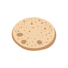 Simple Roti Flatbread Illustration on White