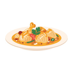 Chicken Curry Illustration - Asian Cuisine Dish