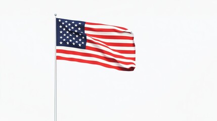 Waving flag of the United States against a clear sky backdrop