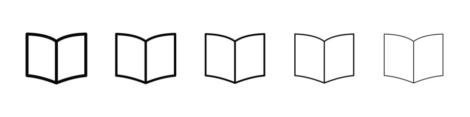 open book icons in black stroke designs on white background