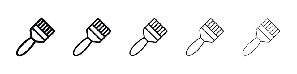 Paint brush icons in black stroke designs on white background