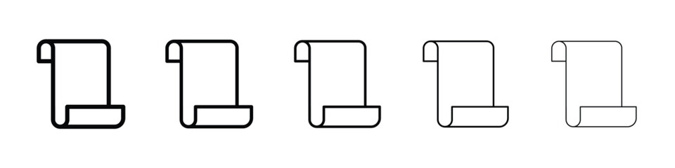 Paper Scroll icons in black stroke designs on white background
