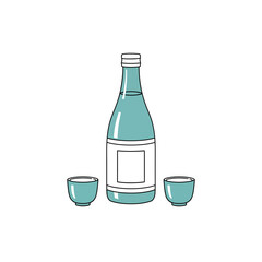 Sake Set Illustration: Traditional Japanese Drink