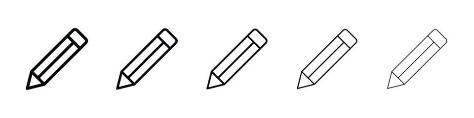 Pencil icons in black stroke designs on white background