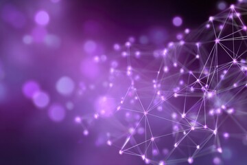 A purple digital network with glowing connections dominates the scene