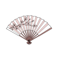 Elegant Cherry Blossom Fan: A Japanese Art Illustration