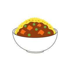 Curry Rice Bowl Illustration: Comfort Food Delight