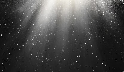 Light beams radiating, sparkling particles