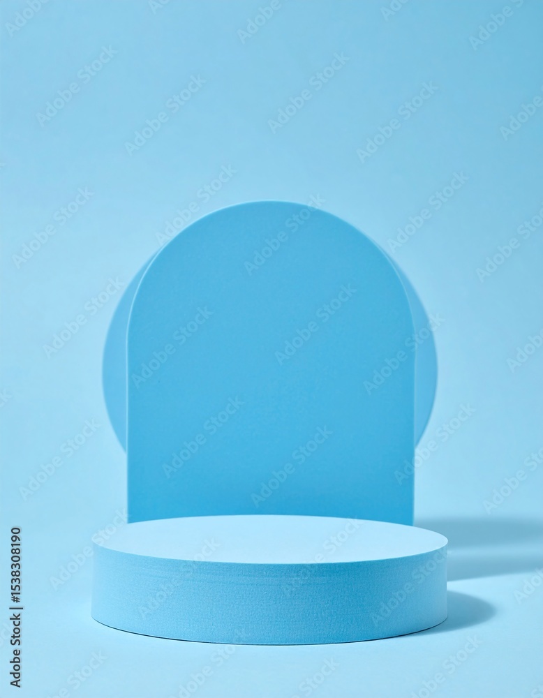 Poster blue minimalist product display platform