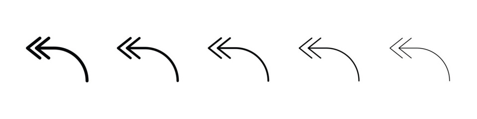 Reply all icons in black stroke designs on white background