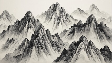 Ink landscape painting, profound artistic conception