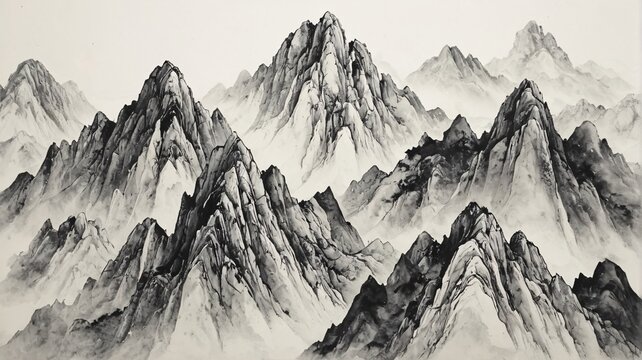 Ink landscape painting, profound artistic conception