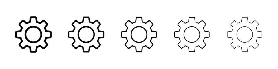 Settings icons in black stroke designs on white background