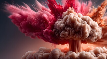 Powerful surreal explosion captured in a burst of vibrant swirling smoke and fiery energy creating a dynamic and visual spectacle