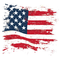 Distressed american flag on transparent background