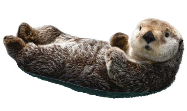 Sea otter resting on its back