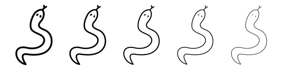Snake icons in black stroke designs on white background