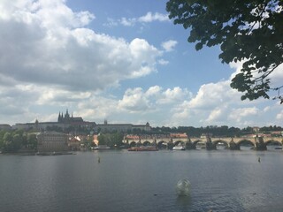 Fototapeta premium view of the river and the city of Prague