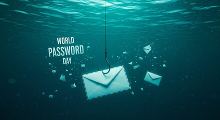 Hook Catching Envelope Under Water Conceptual Phishing Email Scheme