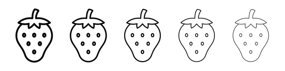 Strawberry icons in black stroke designs on white background