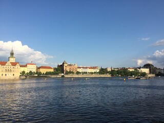 Obraz premium view of the river and the city of Prague
