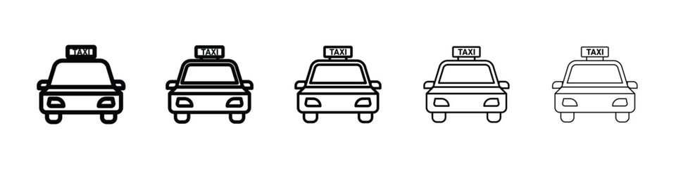 Taxi icons in black stroke designs on white background