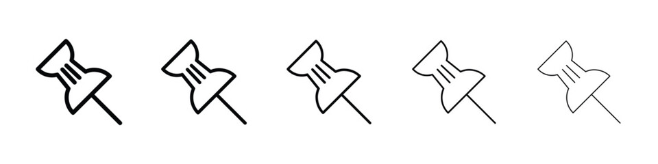 Thumbtack icons in black stroke designs on white background