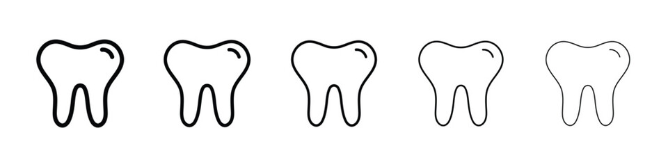 Tooth icons in black stroke designs on white background