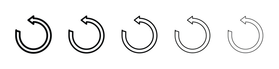 Undo icons in black stroke designs on white background