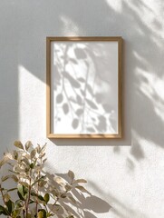 Frame Mockup. Living Room Poster on Wall. Interior Wall Art Mockup with Cozy Home Background. Modern Interior Design.