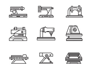 modern laser cutter technology vector line art graphic 