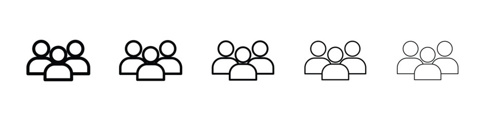 Users icons in black stroke designs on white background