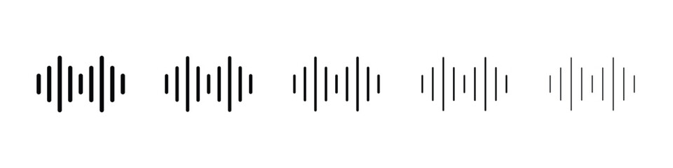 Waveform icons in black stroke designs on white background