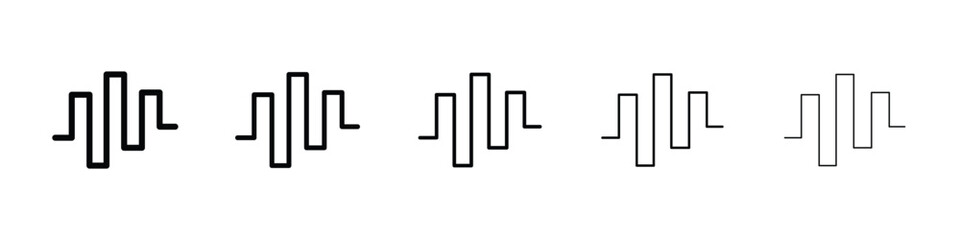 Wave square icons in black stroke designs on white background