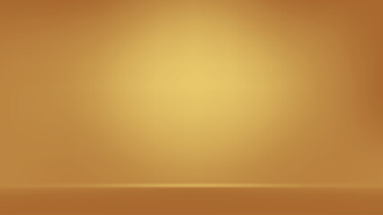 Gold abstract blurred gradient background, room studio, spot light. Vector illustration.