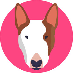 Icon of a Bull Terrier dog with a distinct egg-shaped head and pointed ears.
