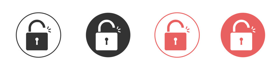 Unlock icon simple flat graphic illustration.