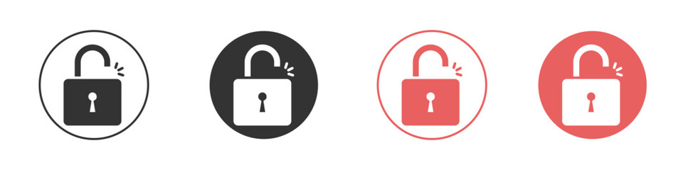 Unlock icon simple flat graphic illustration.